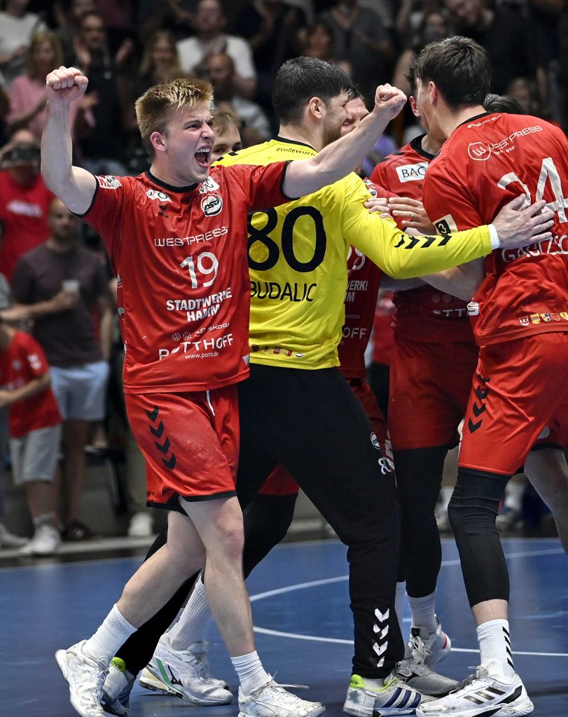 Handball Dritte Liga Hamm Saarlouis Jubel.Bendikt Kuehn